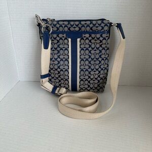 Coach North/South Swing Pack Navy Signature Crossbody - Style F51163